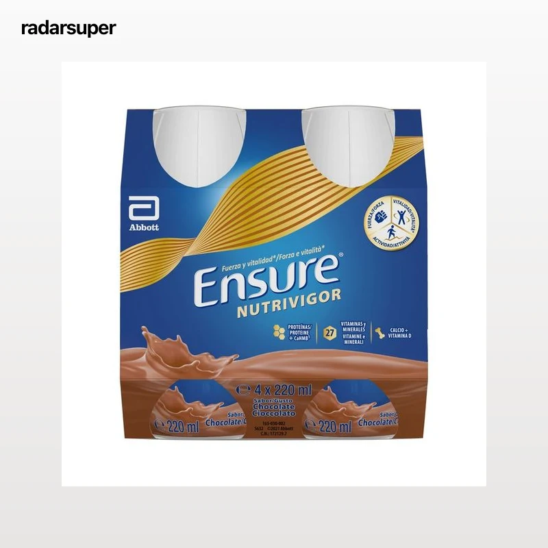 ENSURE Nutrivigor Complemento nutricional para adultos, listo para beber con sabor a chocolate 4 x 220 ml.
