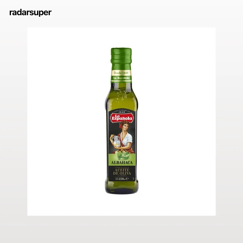 LA ESPAÑOLA Aceite de oliva virgen extra a la albahaca botella de 250 ml.