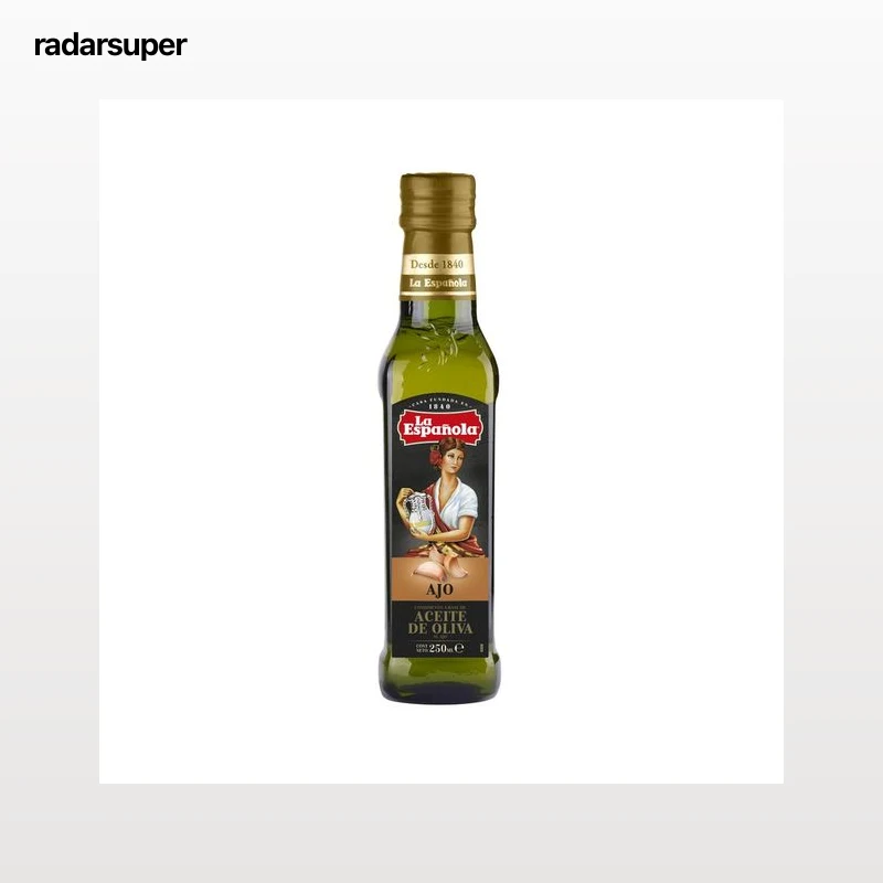 LA ESPAÑOLA Aceite de oliva virgen extra al ajo botella de cristal de 250 ml.