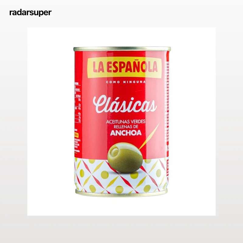 LA ESPAÑOLA Aceitunas verdes rellenas de anchoa Clásicas lata de 130 g.