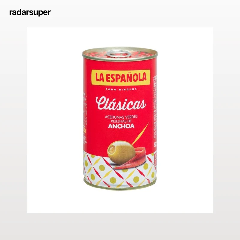 LA ESPAÑOLA Aceitunas verdes rellenas de anchoa clásicas lata de 150 g