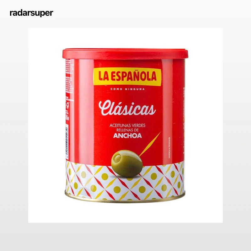 LA ESPAÑOLA Aceitunas verdes rellenas de anchoa LA ESPAÑOLA Clásicas lata de 345 g.