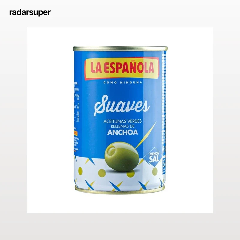 LA ESPAÑOLA Aceitunas verdes rellenas de anchoa Suaves lata 130 g.