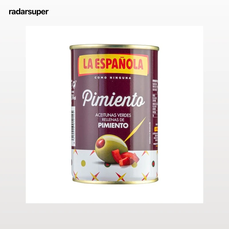LA ESPAÑOLA Aceitunas verdes rellenas de pimiento lata de 130 g.
