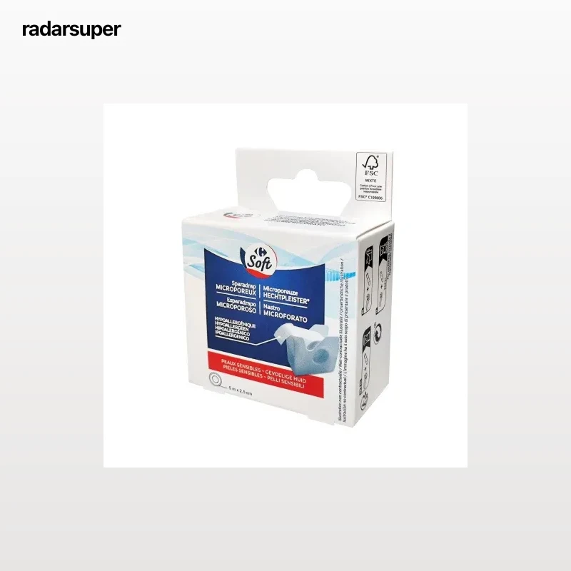 Esparadrapo microporoso pieles sensibles 5 m x 2,5 cm Carrefour Soft 1 ud.