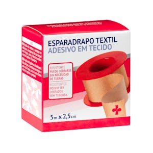Esparadrapo textil adhesivo resistente color beige