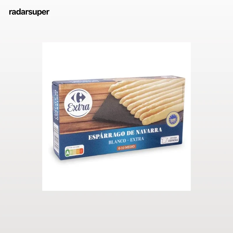 Espárragos blancos de Navarra 6/10 Extra Carrefour 125 g.