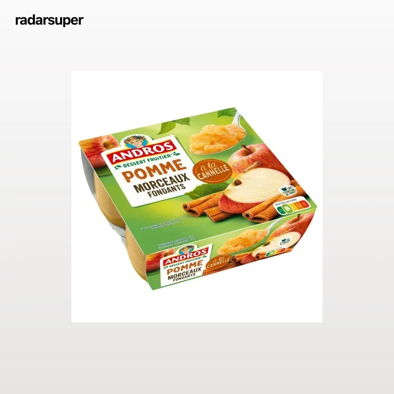 Especialidad de manzanas y canela con trozos Andros pack de 4 unidades de 100 g.