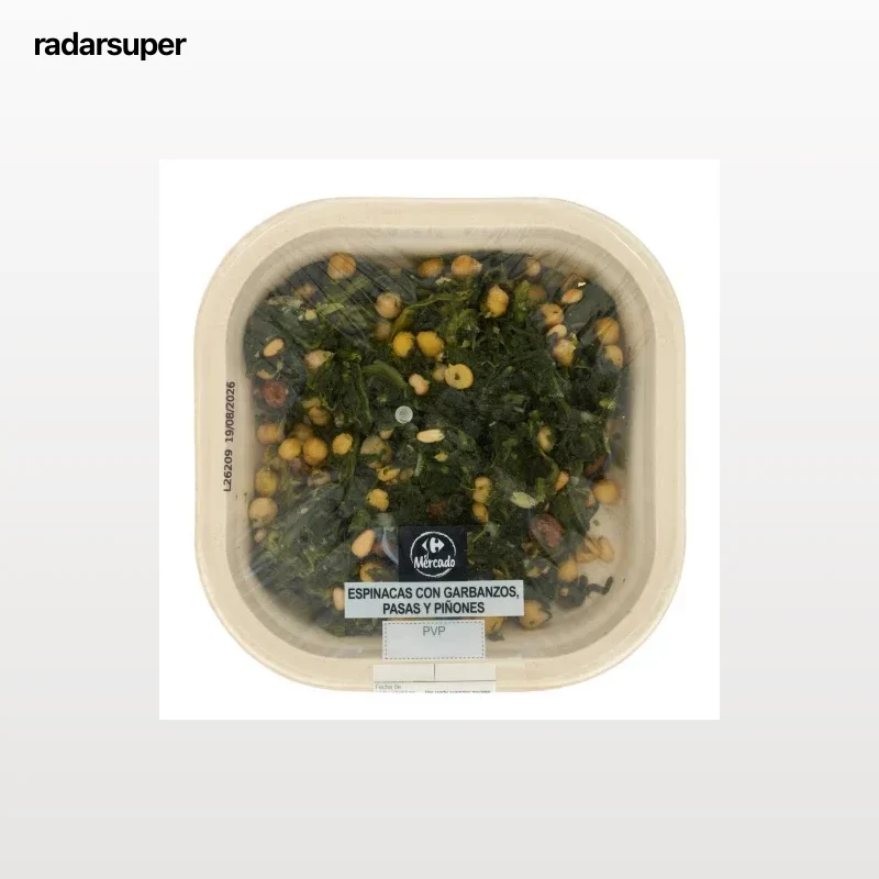 Espinacas con Garbanzos, Pasas y Piñones 250 g