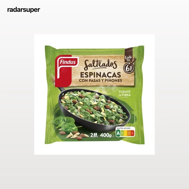 Espinacas con pasas y piñones Salteados Findus 400 g.