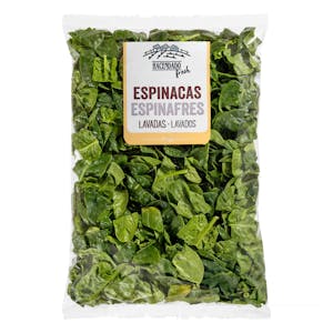 Espinacas cortadas y lavadas