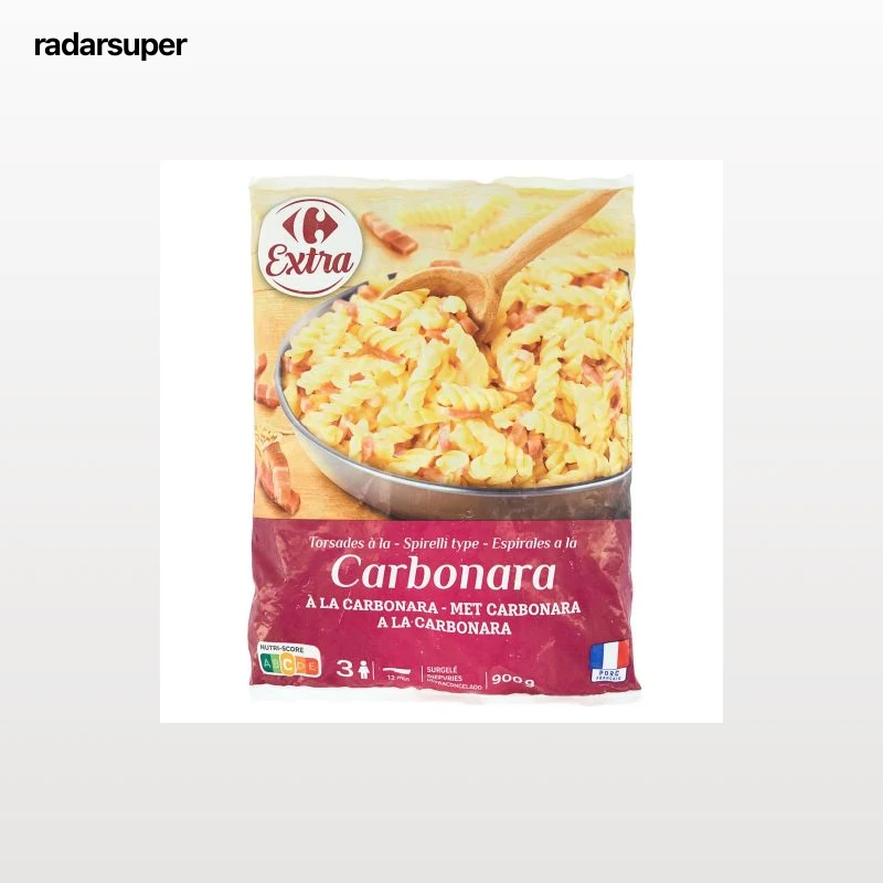 Espirales congelados a la carbonara Carrefour Extra 900 g.