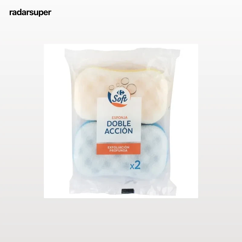 Esponja doble acción exfoliación profunda Soft Carrefour 2 ud.