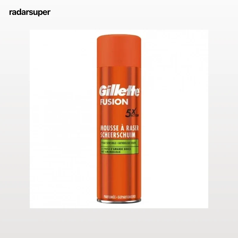 Espuma de afeitar con aceite de almendras para piel sensible acción x5 Fusion Gillette 250 ml.