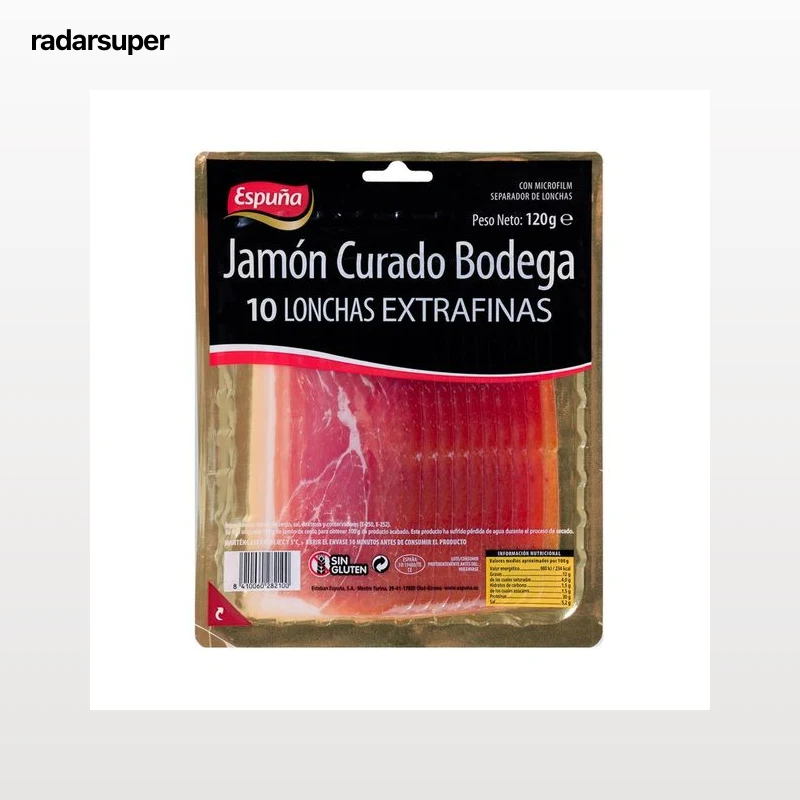 ESPUÑA Jamón curado bodega, cortado en lonchas extrafinas ESPUÑA 120 g.