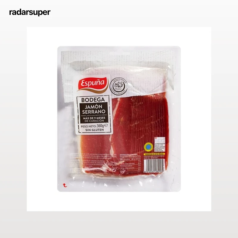 ESPUÑA Jamón serrano bodega con más de 9 meses de curación, cortado en lonchas ESPUÑA 360 g.
