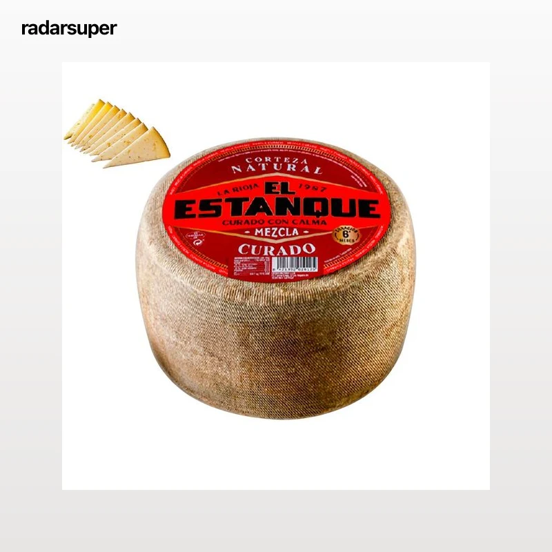 EL ESTANQUE Queso mezcla curado con corteza natural al corte. - Tapeo 3 a 5 mm