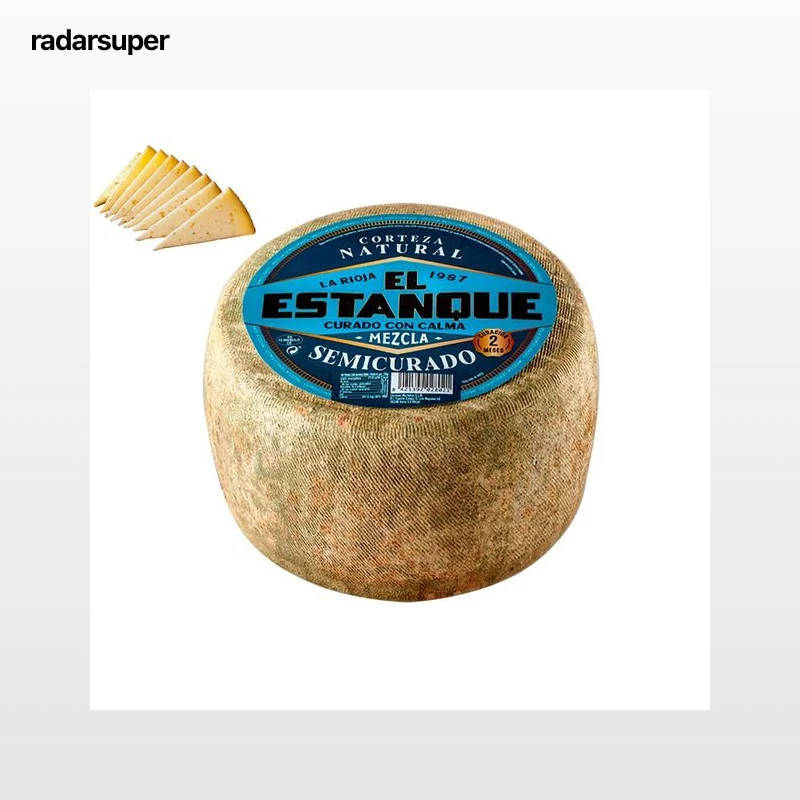 EL ESTANQUE Queso mezcla semicurado con corteza natural al corte. - Tapeo 3 a 5 mm