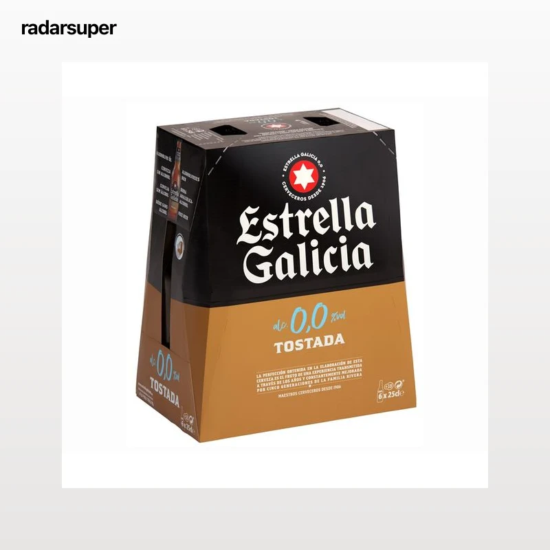 ESTRELLA GALICIA Cerveza sin alcohol 0,0 % tostada pack 6 uds. x 25 cl.
