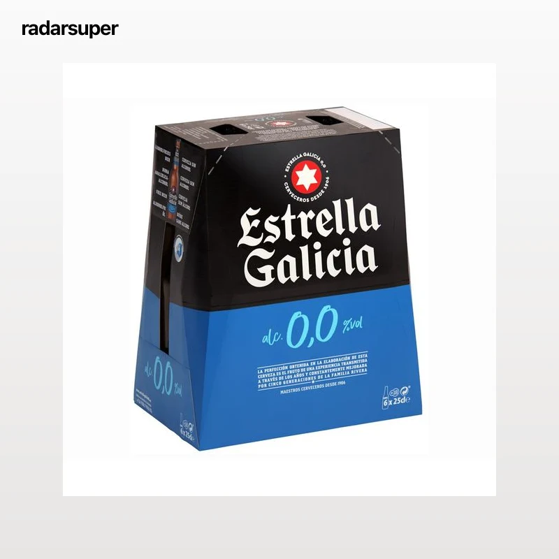 ESTRELLA GALICIA Cervezas sin alcohol (0,0% Vol.) pack de 6 botellas de 25 cl.