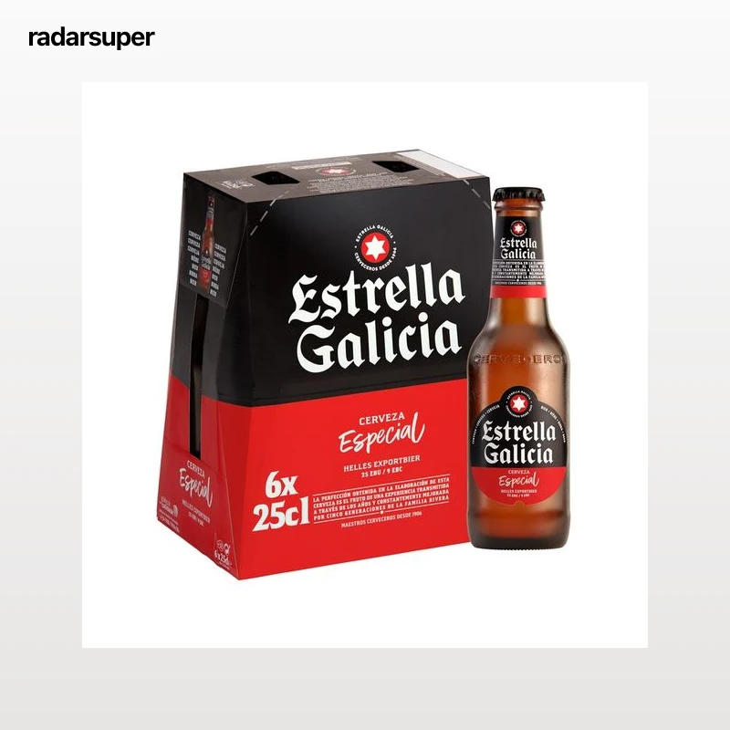 ESTRELLA GALICIA Especial Cervezas  pack de 6 botellines de 25 cl.