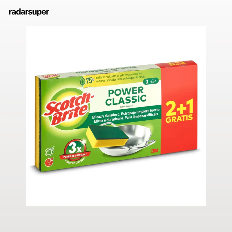 Estropajo classic verde Scotch brite 3 unidades