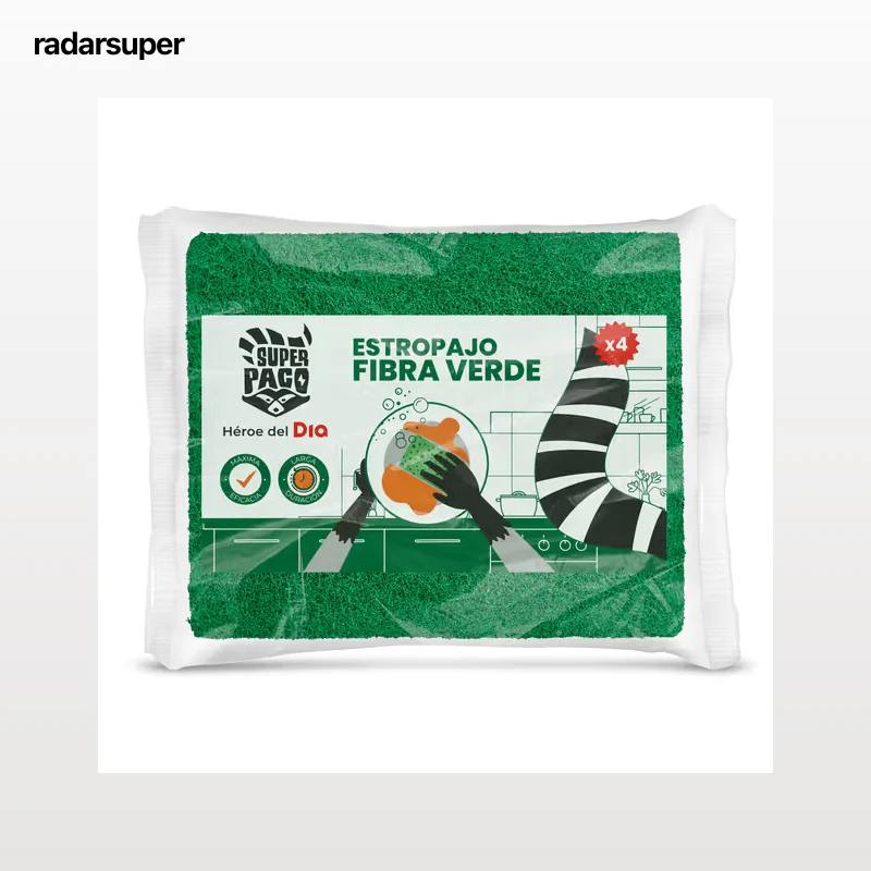 Estropajo de fibra verde Dia Super Paco 4 unidades