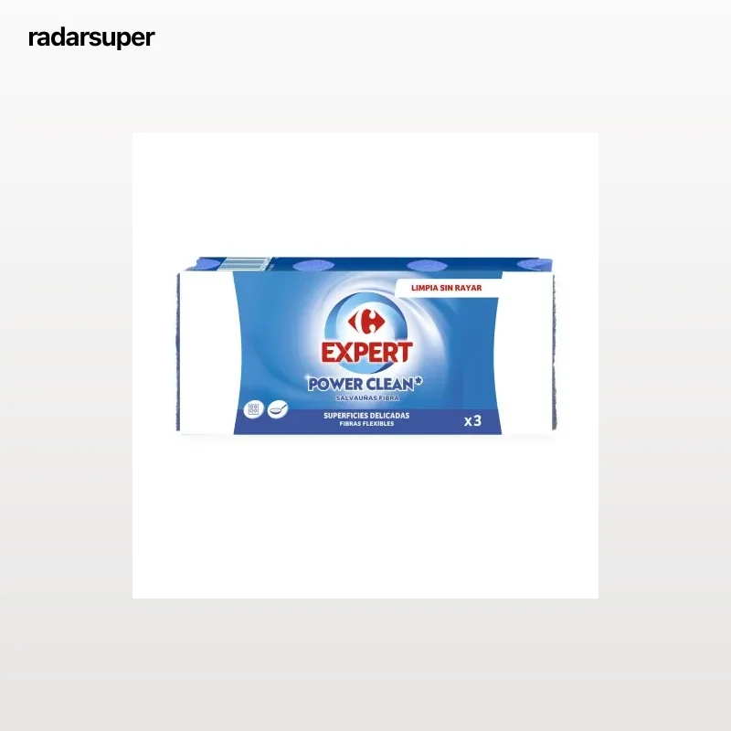 Estropajo Salvauñas de Fibras Flexibles Superficies Delicadas CARREFOUR Expert 3 ud - Azul