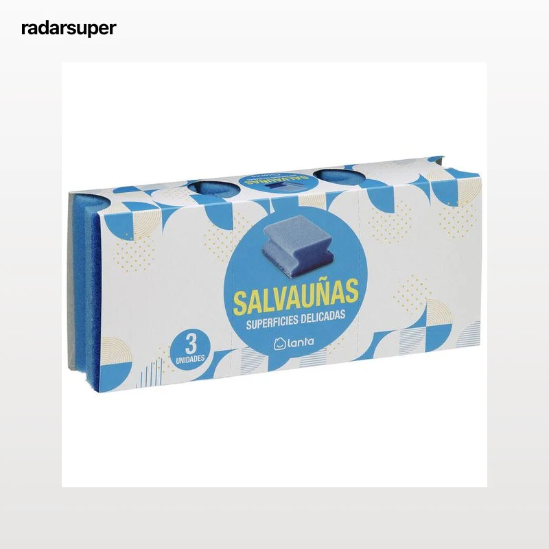 Estropajo salvauñas Lanta 3 uds azul