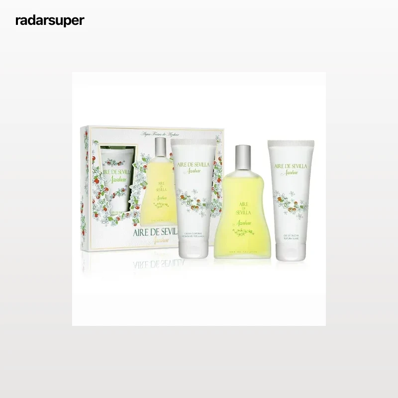 Estuche Aire De Sevilla azahar: agua de colonia 100 ml, gel de ducha 100 ml y crema corporal 100 ml.
