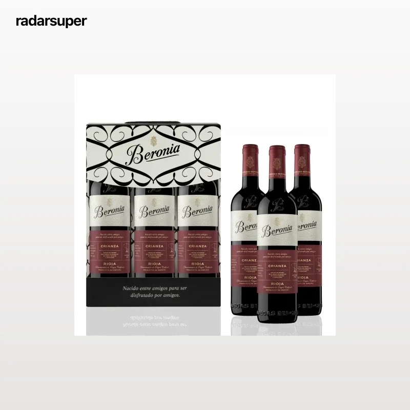 Estuche con 3 botellas de vino tinto crianza Beronia D.O.Ca Rioja 75 cl.