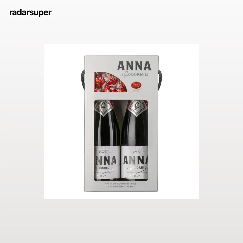 Estuche de 2 botellas de cava Anna Codorníu brut D.O. Cava 75 cl.+ bombones Lindor 100 g.