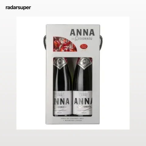 Estuche de 2 botellas de cava Anna Codorníu brut D.O. Cava 75 cl.+ bombones Lindor 100 g.