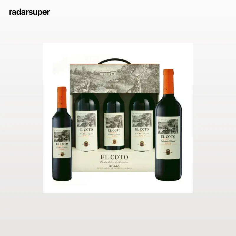 Estuche de 2 botellas de vino tinto crianza 75 cl. + 1 botella de vino tinto crianza El Coto D.O. Ca. Rioja 50 cl.