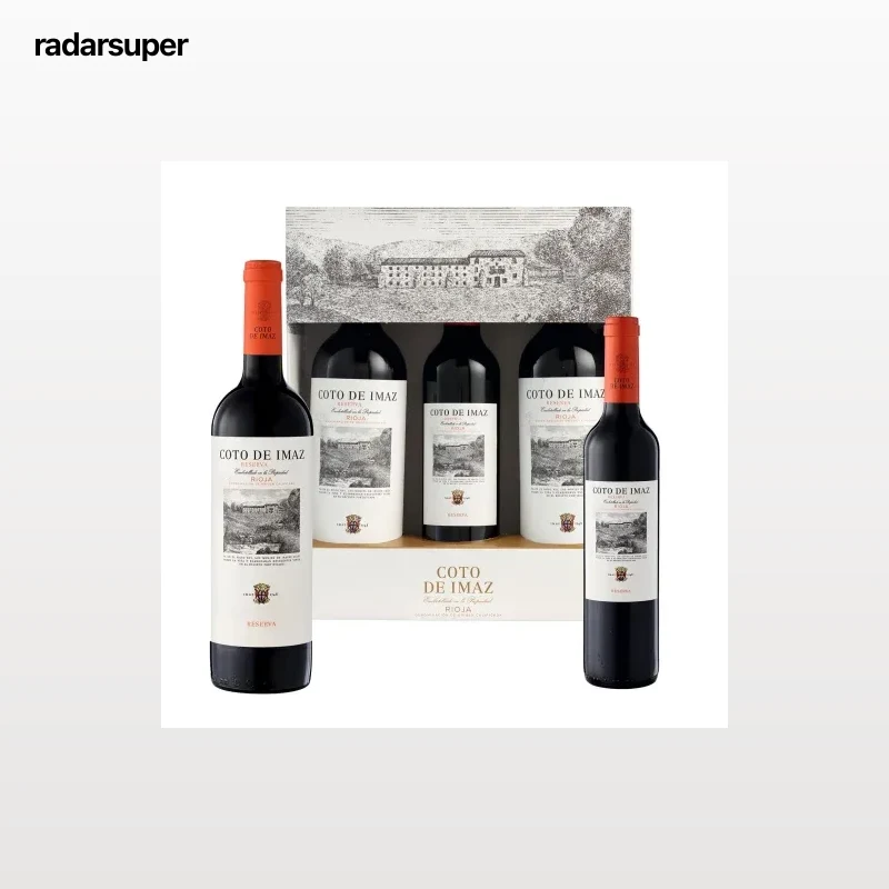 Estuche de 2 botellas de vino tinto reserva 75 cl. + 1 botella tinto reserva Coto de Imaz D.O. Ca Rioja 50 cl.