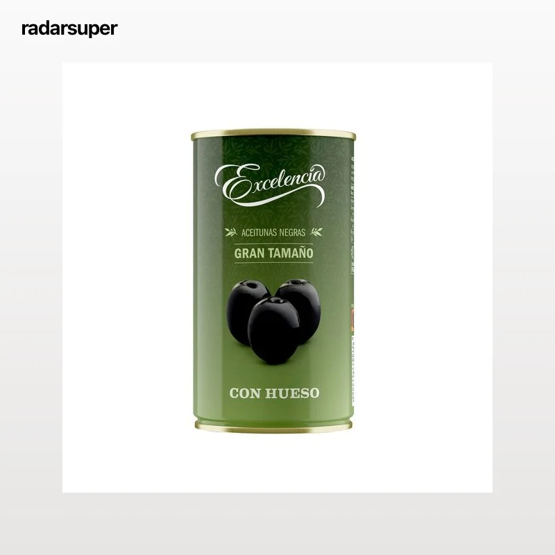 EXCELENCIA Aceitunas negras con hueso lata de 200 g.