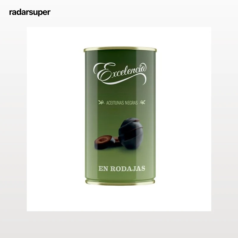 EXCELENCIA Aceitunas negras sin hueso en rodajas lata de 175 g.