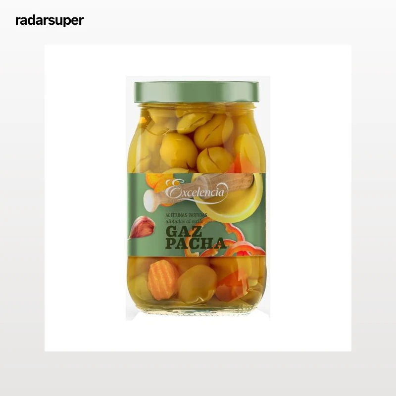 EXCELENCIA Aceitunas verdes manzanilla gazpacha EXCELENCIA frasco de 800 g