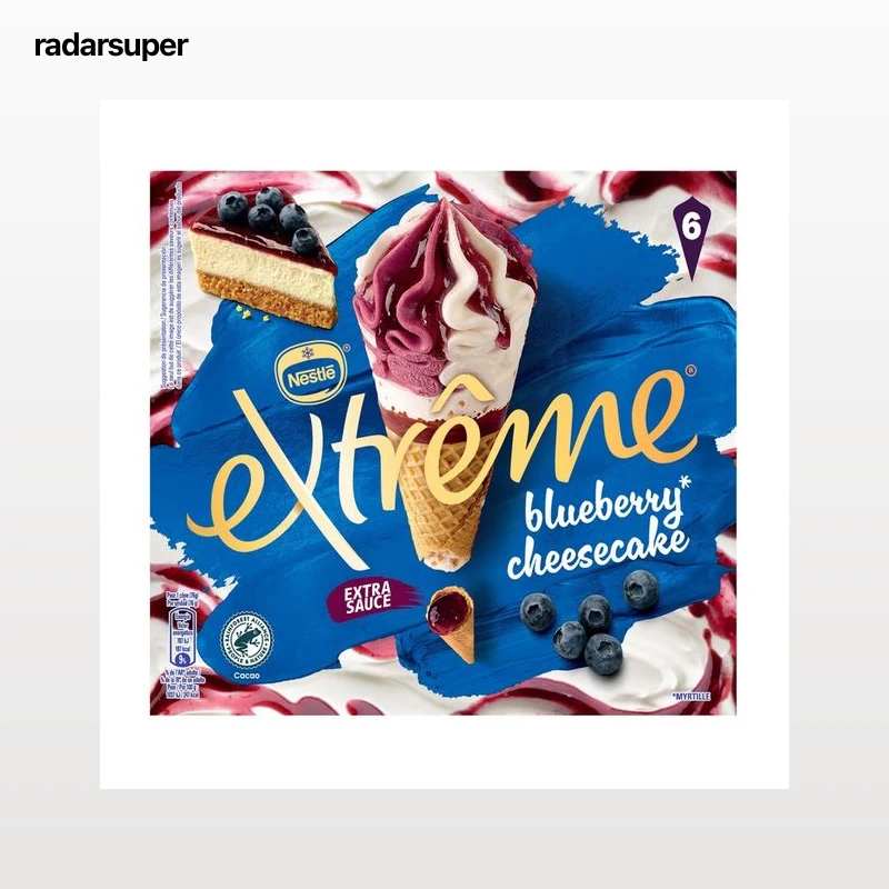 EXTRÊME de Nestle Cono de helado de tarta de queso con arádanos 6 x 120 ml.