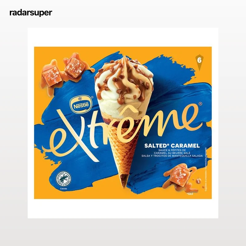 EXTRÉME de Nestle Cono de helado de vainilla y caramelo salado 6 x 110 ml.