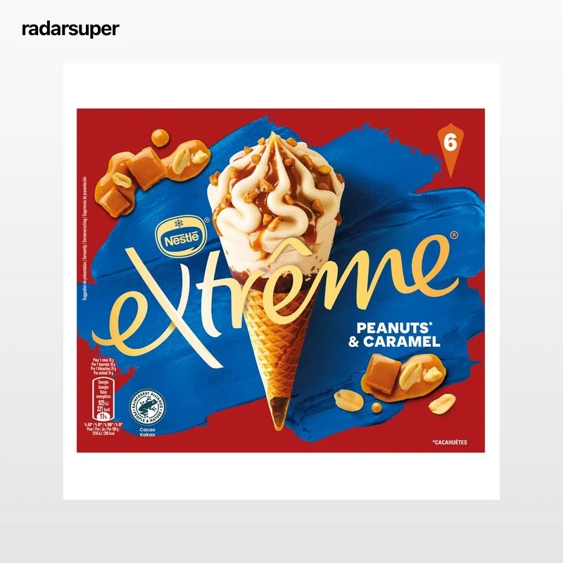 EXTRÊME de Nestle Conos de helado de cacahuete con caramelo salado 6 x 120 ml.
