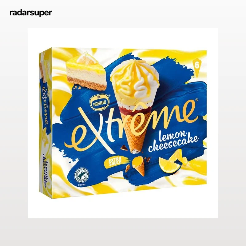 EXTRÈME de Nestlé Conos de helado de limón y tarta de queso 6 x 110 ml.