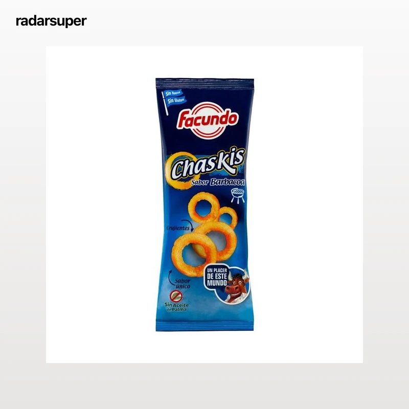 FACUNDO Snack de aros de maíz con sabor a barbacoa bolsa de 100 g.
