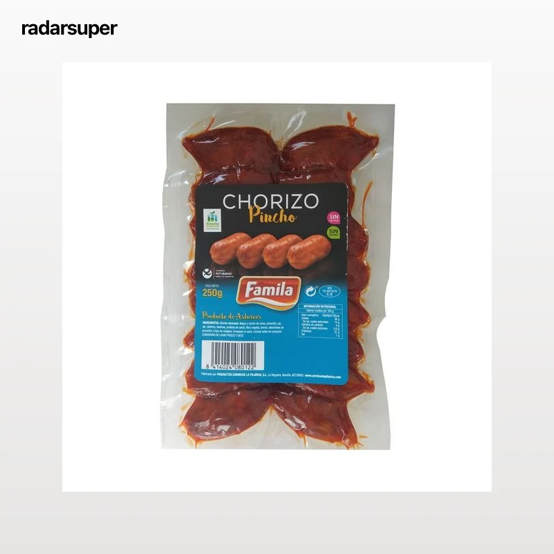 FAMILIA Chorizo de pincho, elaborado en Asturias, sin gluten ni lactosa FAMILIA 250 g.