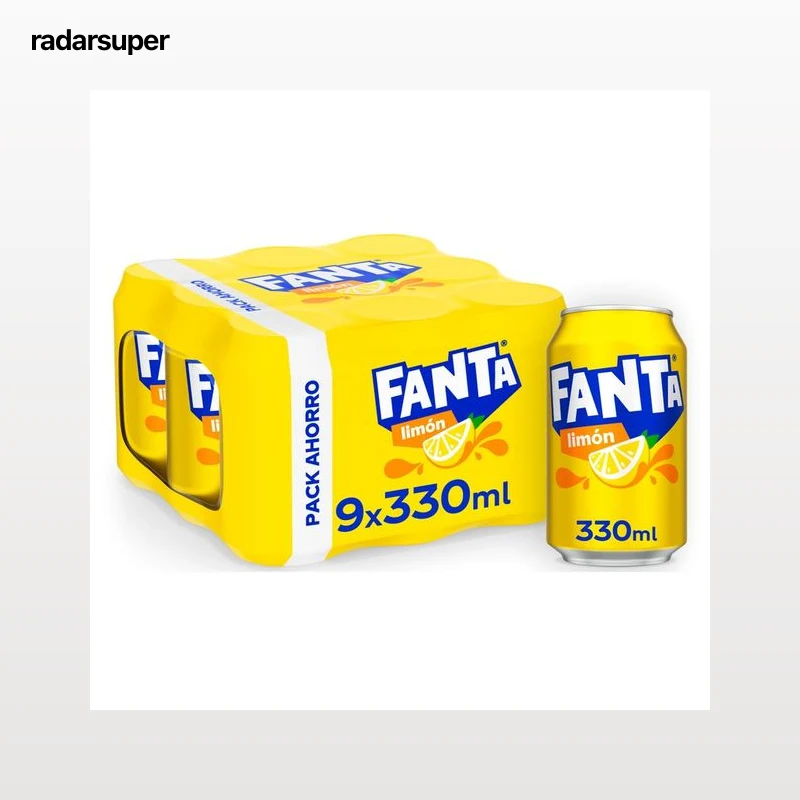 FANTA Refresco de limón pack de lata de 9 uds. x 330 ml.