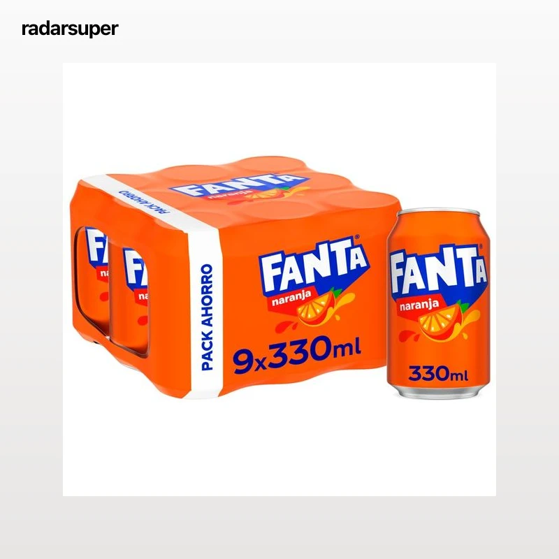 FANTA Refresco de naranja pack de lata de 9 uds x 330 ml.