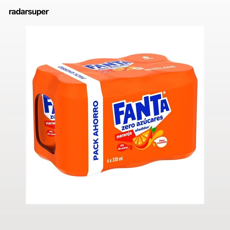 FANTA ZERO Refresco de naranja sin azúcares añadidos pack de 6 latas x 330 ml.