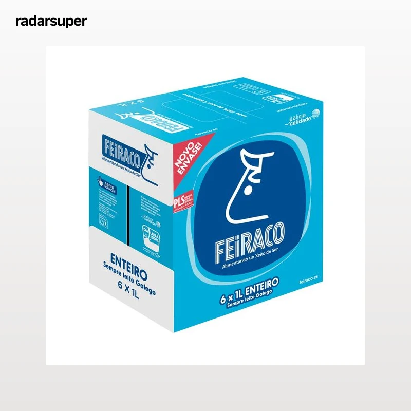 FEIRACO Leche de vaca entera de origen 100% gallega 6 x 1l.