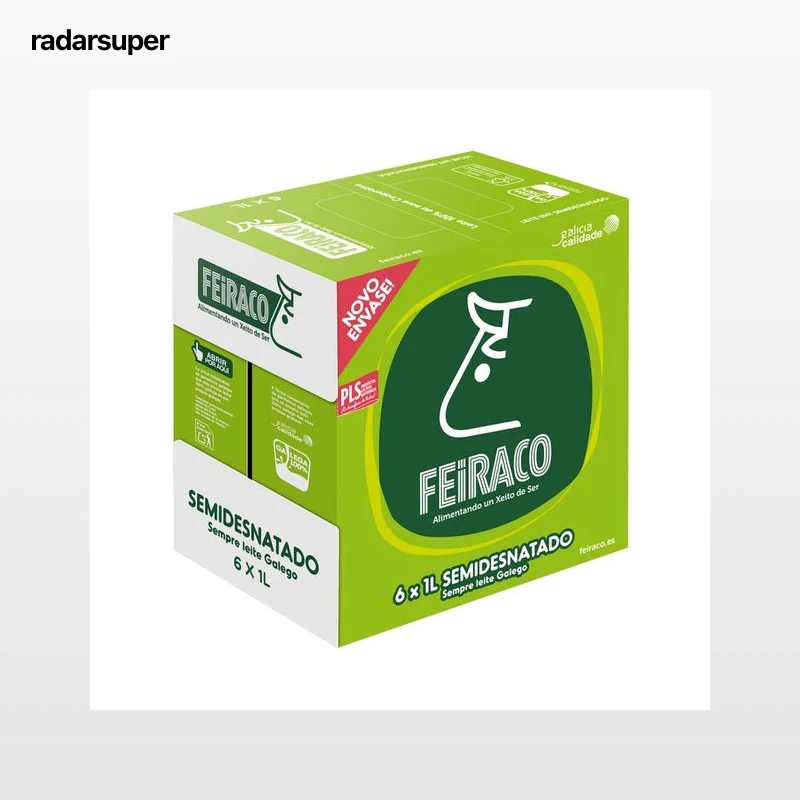 FEIRACO Leche de vaca semidesnatada de origen 100% gallega 6 x 1l.