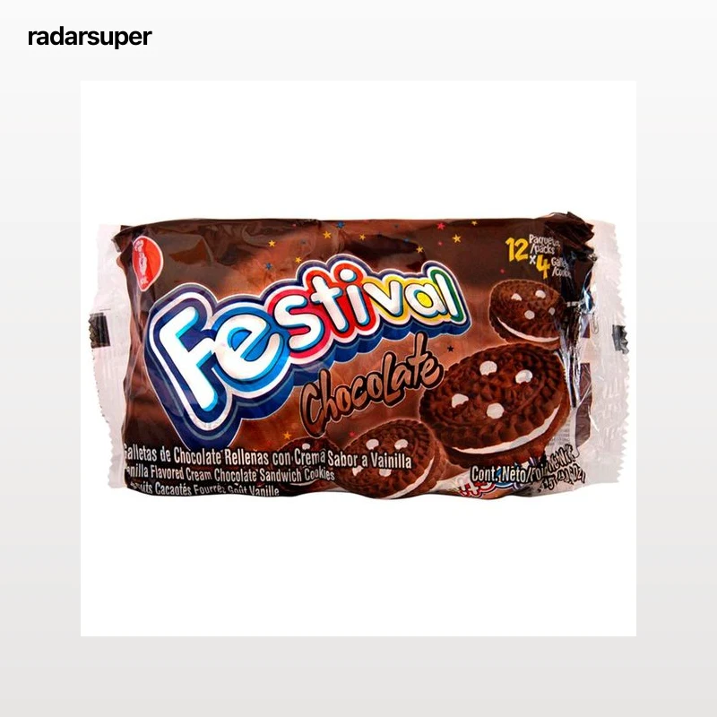 FESTIVAL Galletas de chocolate tipo sandwich rellenas de crema sabor a vainilla 403 g.
